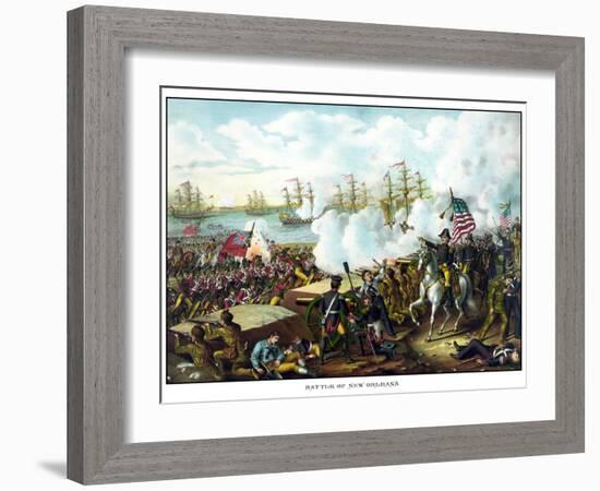 Digitally Restored War of 1812 Print at the Battle of New Orleans-Stocktrek Images-Framed Photographic Print