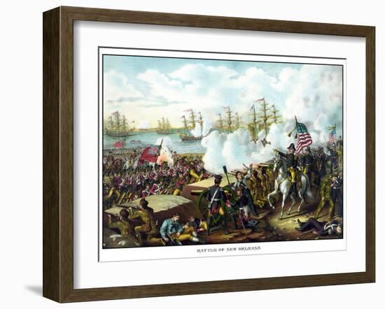 Digitally Restored War of 1812 Print at the Battle of New Orleans-Stocktrek Images-Framed Photographic Print
