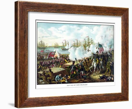 Digitally Restored War of 1812 Print at the Battle of New Orleans-Stocktrek Images-Framed Photographic Print