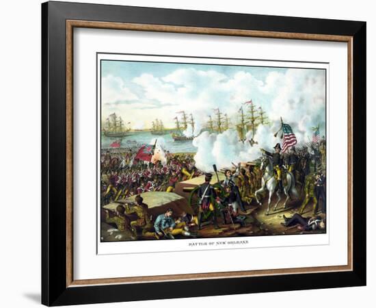 Digitally Restored War of 1812 Print at the Battle of New Orleans-Stocktrek Images-Framed Photographic Print