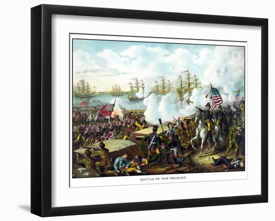 Digitally Restored War of 1812 Print at the Battle of New Orleans-Stocktrek Images-Framed Photographic Print