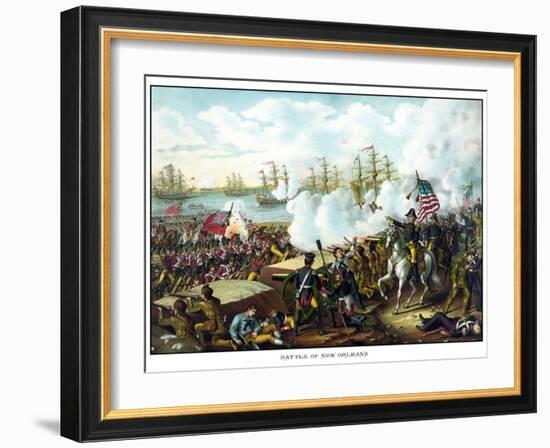 Digitally Restored War of 1812 Print at the Battle of New Orleans-Stocktrek Images-Framed Photographic Print