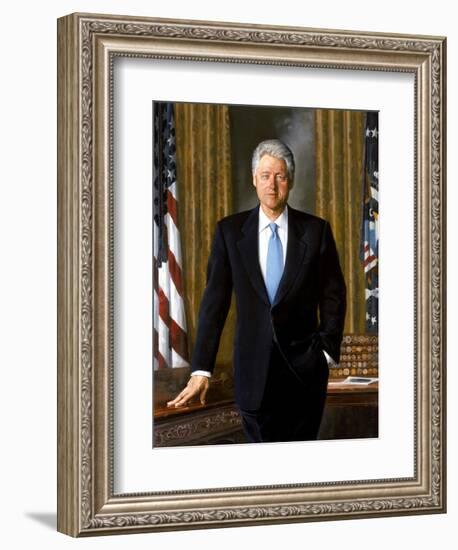 Digitally Restored White House Painting of President Bill Clinton-null-Framed Premium Giclee Print