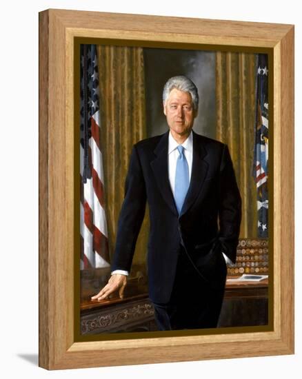 Digitally Restored White House Painting of President Bill Clinton-null-Framed Stretched Canvas