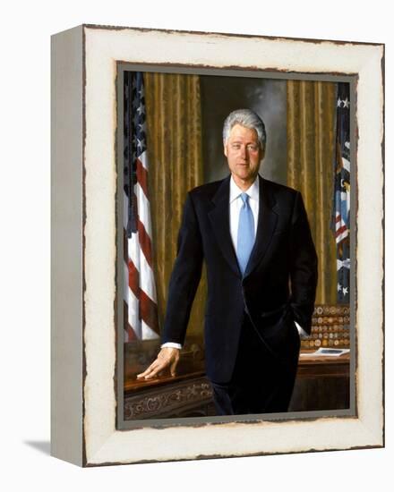 Digitally Restored White House Painting of President Bill Clinton-null-Framed Stretched Canvas