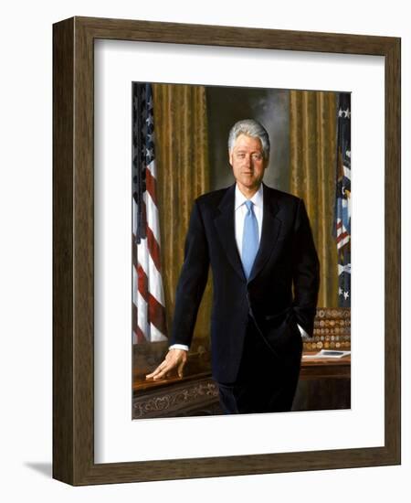 Digitally Restored White House Painting of President Bill Clinton-null-Framed Art Print