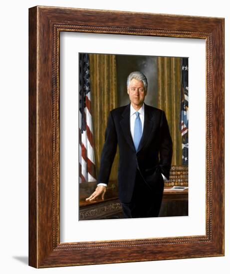 Digitally Restored White House Painting of President Bill Clinton-null-Framed Art Print