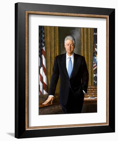 Digitally Restored White House Painting of President Bill Clinton-null-Framed Art Print