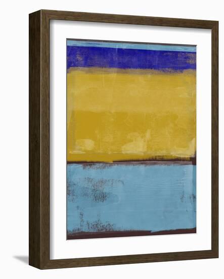 Dijon and Blue Abstract Study-Emma Moore-Framed Art Print