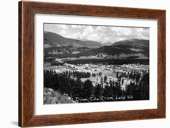 Dillon, Colorado - Panoramic View of Town from Lake Hill-Lantern Press-Framed Art Print