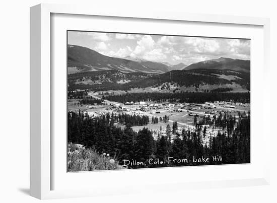 Dillon, Colorado - Panoramic View of Town from Lake Hill-Lantern Press-Framed Art Print