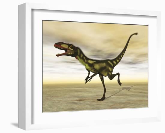 Dilong Dinosaur in the Desert-Stocktrek Images-Framed Art Print