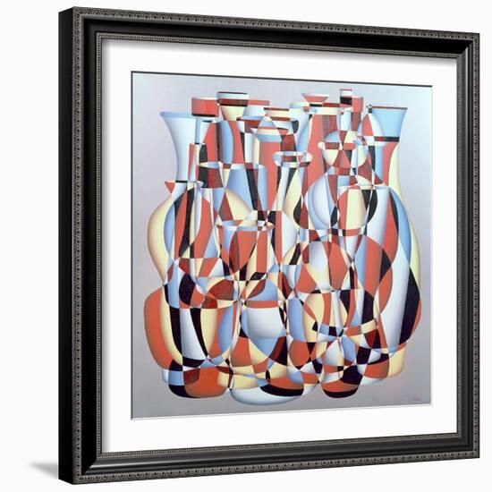 Dimentional Transposition, Vermillion Cerulean-Brian Irving-Framed Giclee Print