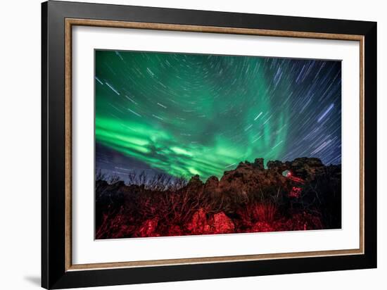 Dimmuborgir Lava Formation Northern Lights Akureyri North Iceland Europe-Renato Granieri-Framed Photographic Print