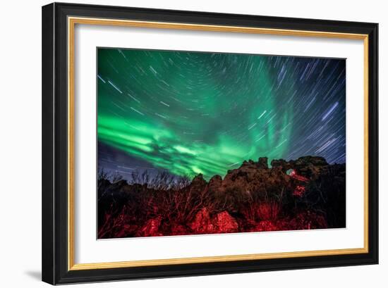 Dimmuborgir Lava Formation Northern Lights Akureyri North Iceland Europe-Renato Granieri-Framed Photographic Print