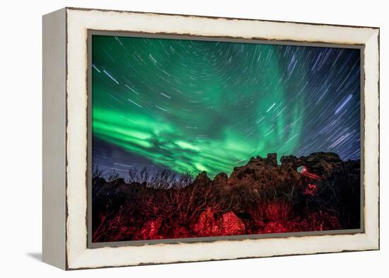 Dimmuborgir Lava Formation Northern Lights Akureyri North Iceland Europe-Renato Granieri-Framed Premier Image Canvas