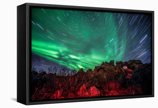 Dimmuborgir Lava Formation Northern Lights Akureyri North Iceland Europe-Renato Granieri-Framed Premier Image Canvas