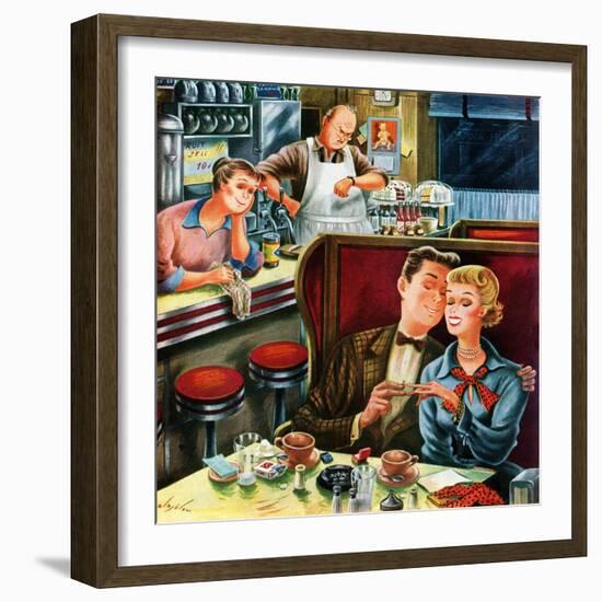 "Diner Engagement", July 15, 1950-Constantin Alajalov-Framed Giclee Print