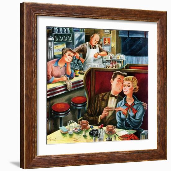 "Diner Engagement", July 15, 1950-Constantin Alajalov-Framed Giclee Print