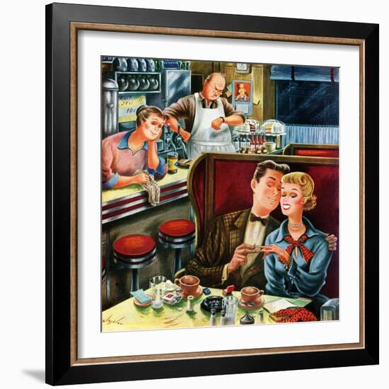 "Diner Engagement", July 15, 1950-Constantin Alajalov-Framed Giclee Print