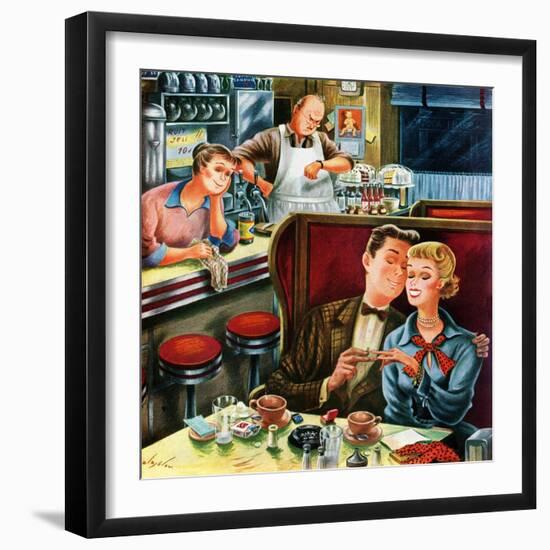 "Diner Engagement", July 15, 1950-Constantin Alajalov-Framed Giclee Print