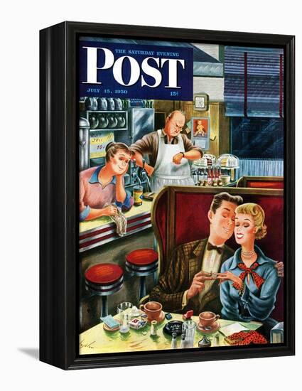 "Diner Engagement" Saturday Evening Post Cover, July 15, 1950-Constantin Alajalov-Framed Premier Image Canvas