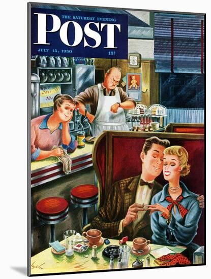 "Diner Engagement" Saturday Evening Post Cover, July 15, 1950-Constantin Alajalov-Mounted Giclee Print