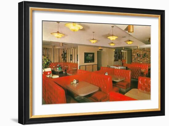 Diner Interior with Red Booths-null-Framed Art Print