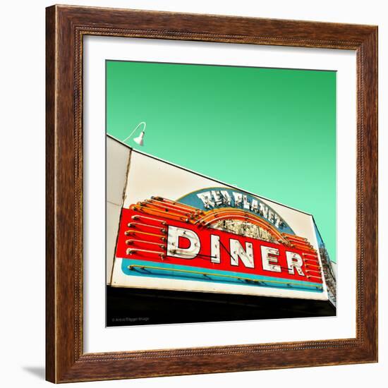Diner Neon Retro Sign in America-Salvatore Elia-Framed Photographic Print