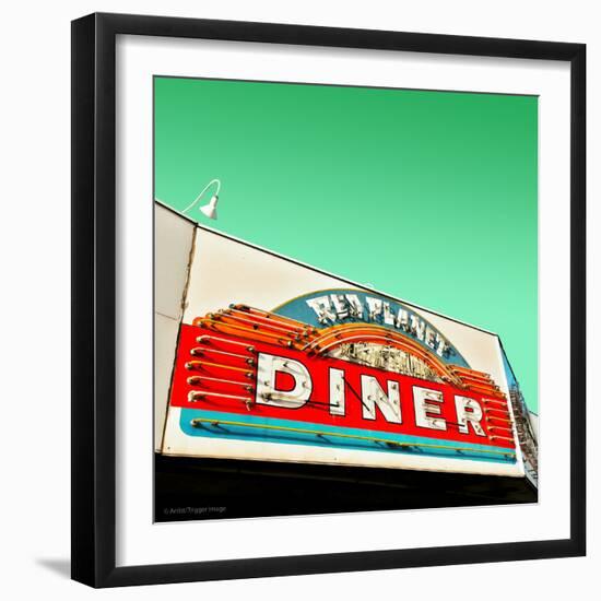 Diner Neon Retro Sign in America-Salvatore Elia-Framed Photographic Print