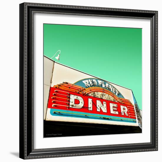 Diner Neon Retro Sign in America-Salvatore Elia-Framed Photographic Print