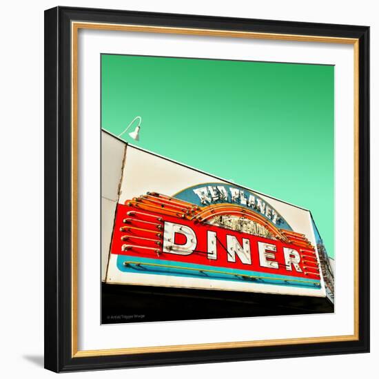 Diner Neon Retro Sign in America-Salvatore Elia-Framed Photographic Print