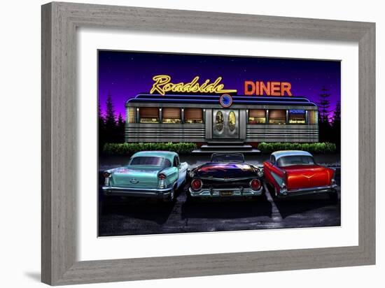 Diners and Cars VIII-null-Framed Art Print