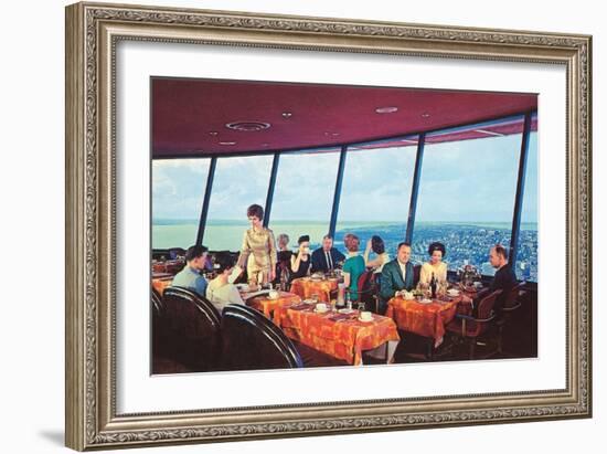 Diners in Space Needle, Seattle, Washington-null-Framed Art Print