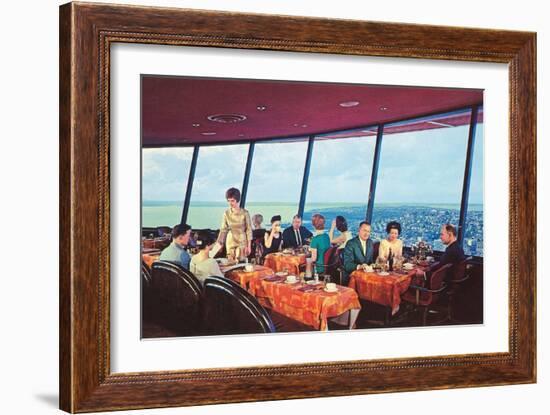 Diners in Space Needle, Seattle, Washington-null-Framed Art Print