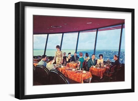 Diners in Space Needle, Seattle, Washington-null-Framed Art Print