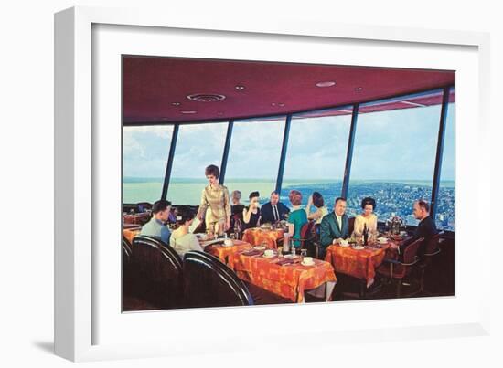 Diners in Space Needle, Seattle, Washington-null-Framed Art Print