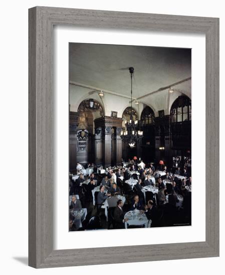 Diners in the Oak Room at the Plaza Hotel-Dmitri Kessel-Framed Photographic Print