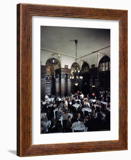 Diners in the Oak Room at the Plaza Hotel-Dmitri Kessel-Framed Photographic Print