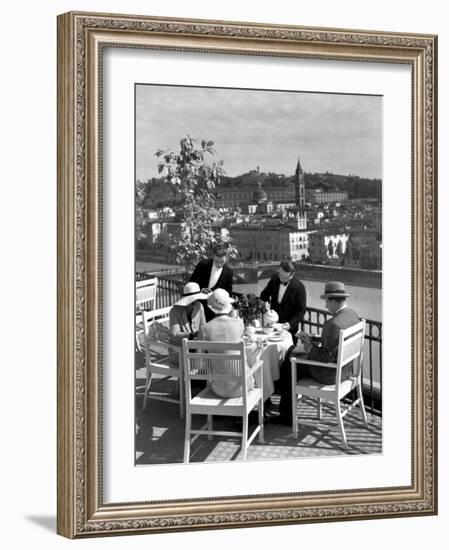 Dining Outside at Restaurant on Roof of Excelsior Hotel-Alfred Eisenstaedt-Framed Photographic Print