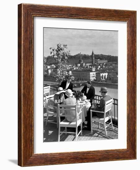 Dining Outside at Restaurant on Roof of Excelsior Hotel-Alfred Eisenstaedt-Framed Photographic Print