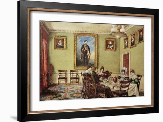 Dining Room at Langton Hall, Family at Breakfast, c.1832-3-Mary Ellen Best-Framed Giclee Print