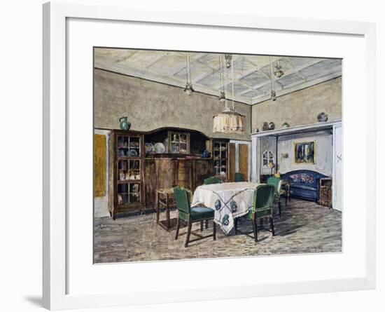 Dining Room in Munich, by Bertsch, Watercolor by Von Wihl, Germany, 20th Century-null-Framed Giclee Print