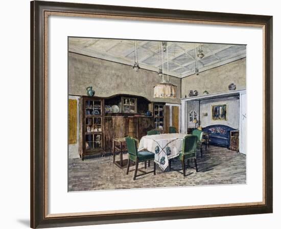 Dining Room in Munich, by Bertsch, Watercolor by Von Wihl, Germany, 20th Century--Framed Giclee Print
