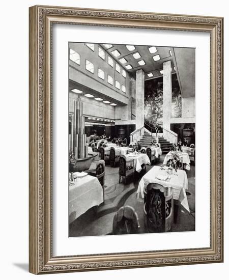 Dining Room on the Ocean Liner 'Ile De France', 1926 (B/W Photo)-French Photographer-Framed Giclee Print