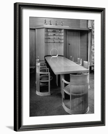 Dining Room Table and Chairs Designed by Architect Frank Lloyd Wright-Frank Scherschel-Framed Photographic Print