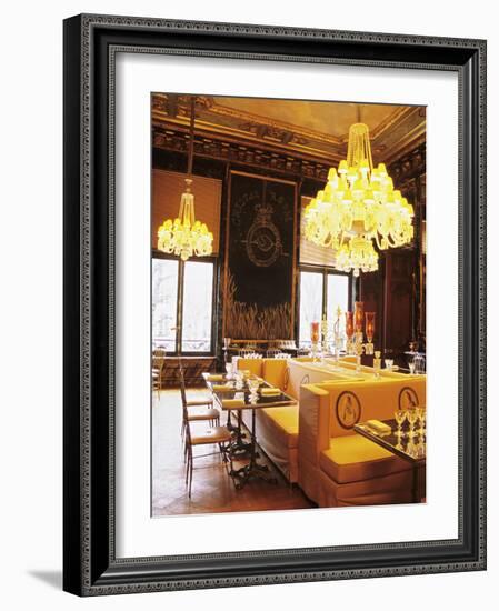 Dining Room with Black Crystal Chandelier, Le Cristal Room, Baccarat Restaurant, France-Per Karlsson-Framed Photographic Print