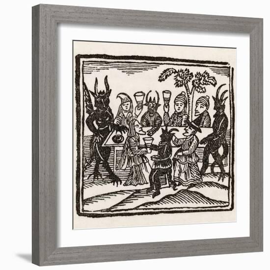 Dining with Demons, Witches at a Sabbat Sit Down to Supper with the Devil and His Companions-null-Framed Photographic Print