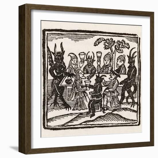 Dining with Demons, Witches at a Sabbat Sit Down to Supper with the Devil and His Companions-null-Framed Photographic Print