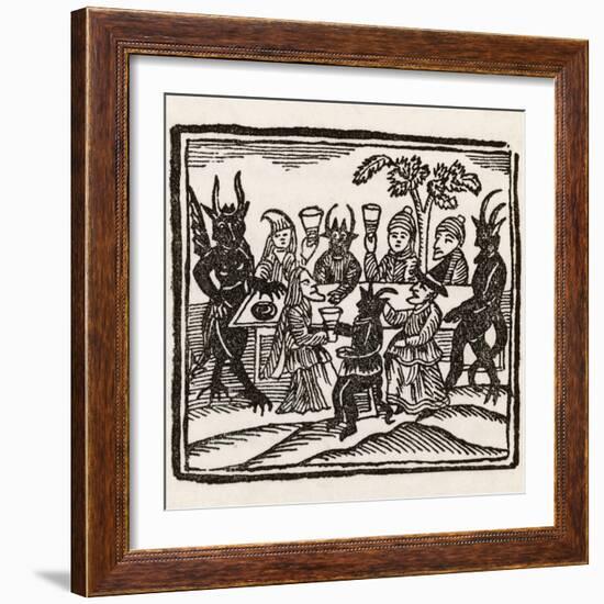 Dining with Demons, Witches at a Sabbat Sit Down to Supper with the Devil and His Companions-null-Framed Photographic Print